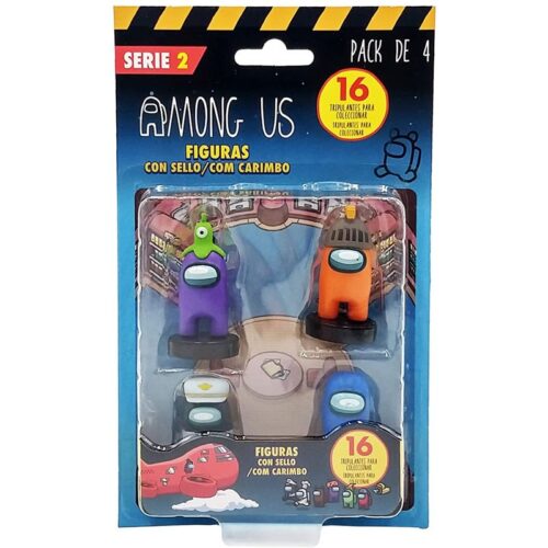 Among Us pack de 4 tripulantes con sellos para coleccionar de Bizak
