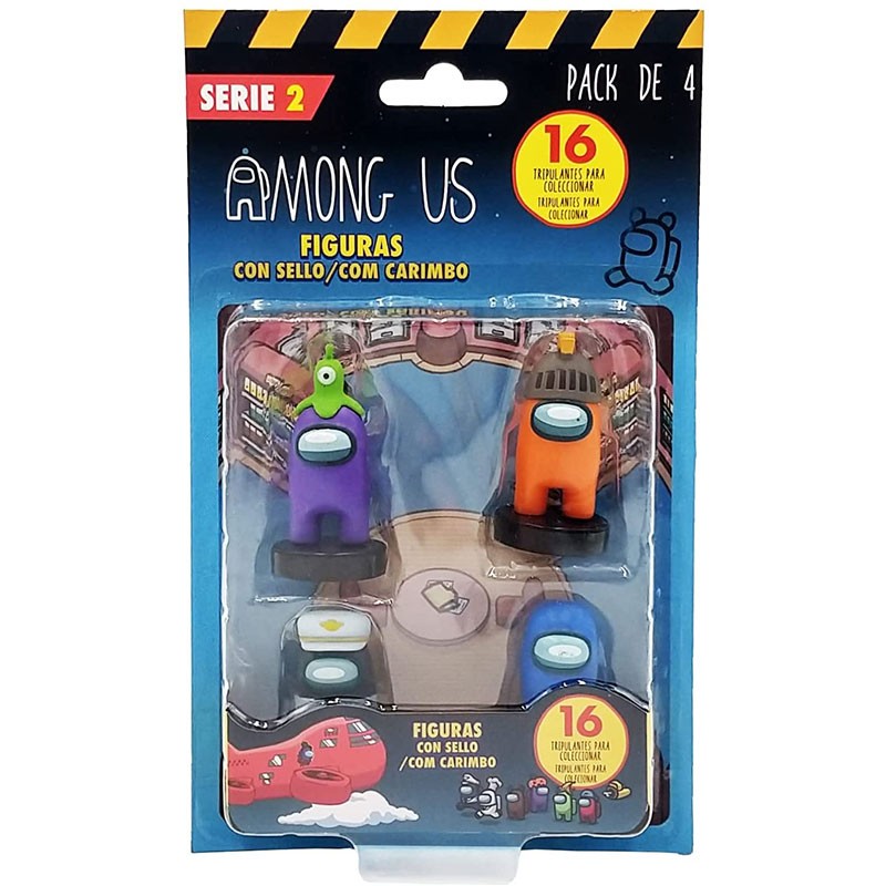 Among Us pack de 4 tripulantes con sellos para coleccionar de Bizak