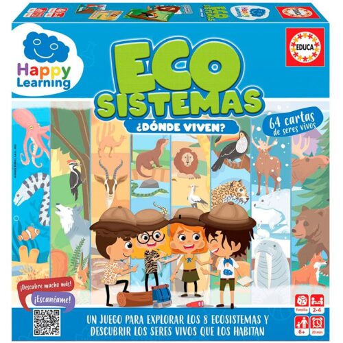 Juego de Mesa Ecosistemas con 64 cartas de animales para niños
