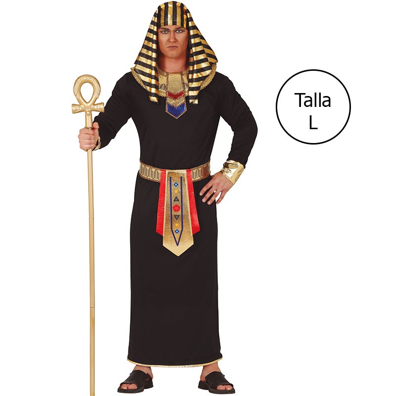 Disfraz adulto de faraón egipcio talla L con túnica y gorro dorado