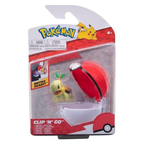 Figura Pokémon Turtwig tipo agua junto a Poke Ball Clip and Go