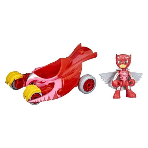 Figura articulada yoyo Masks Animal Power Owl Glider con vehículo rojo