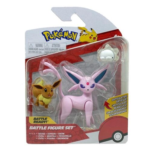 Pack de 3 Figuras de combate Eevee, Snom y Espeon de Pokémon