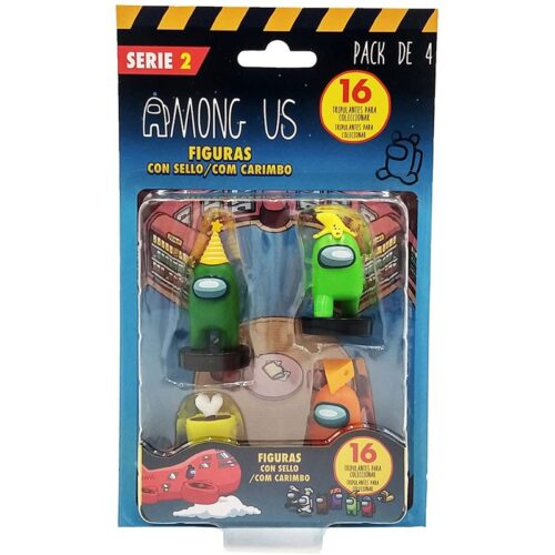 Among Us pack con 4 personajes con disfraz y sellos de la serie 2