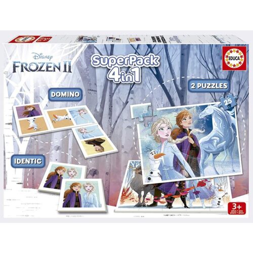 Pack 4 en 1 Frozen juegos educativos, Educa 18378