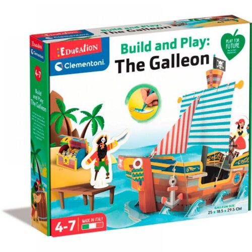 Juego infantil para construir un Galeón en 3D con siluetas de cartón