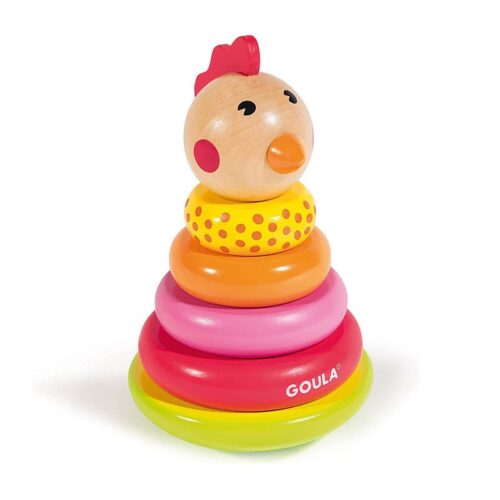 Gallina Apilable de madera con aros juguete para bebés de Goula
