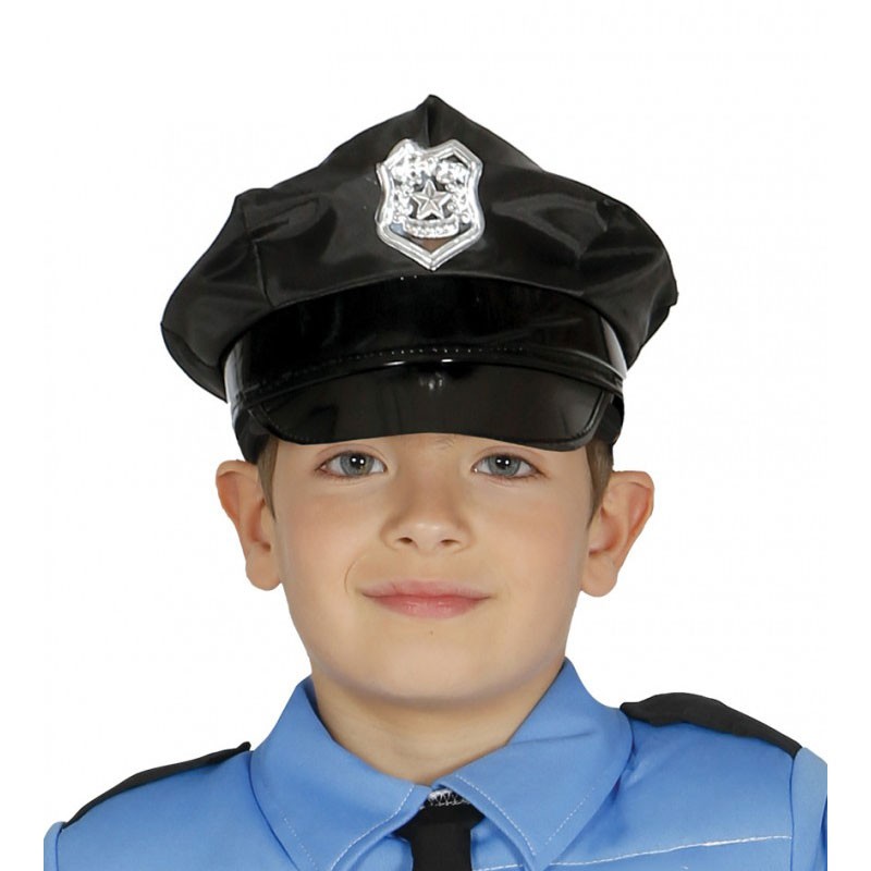 Gorra de policía para niños con placa plateada de Guirca 13713