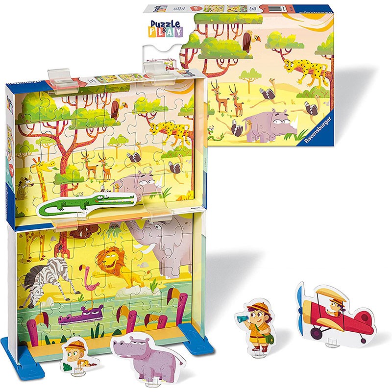 Puzzle infantil 2x24 hora de safari con piezas grandes de Ravensburger