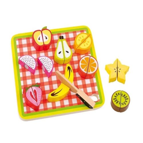 Juego para cortar diferentes frutas de madera con tabla
