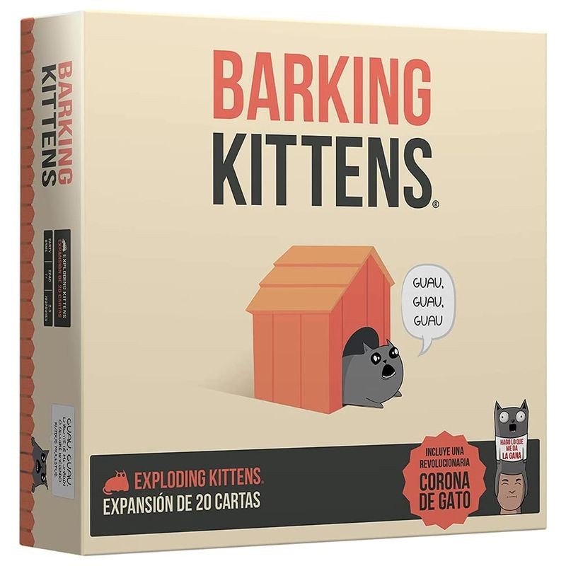 Juego de mesa Barking Kittens expansión de 20 cartas y corona de gato