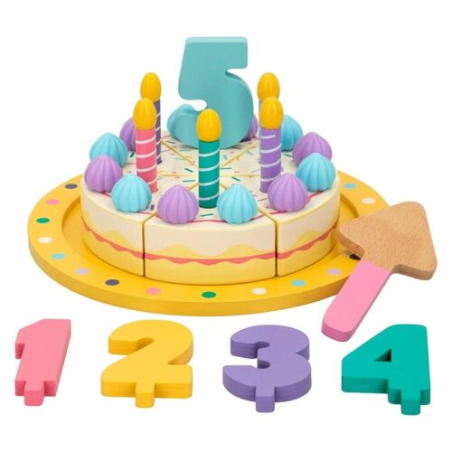 Juguete educativo tarta de cumpleaños de madera con accesorios Woomax