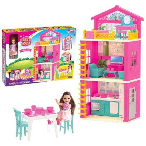 Juguete infantil casa de Lola de tres plantas con accesorios incluidos