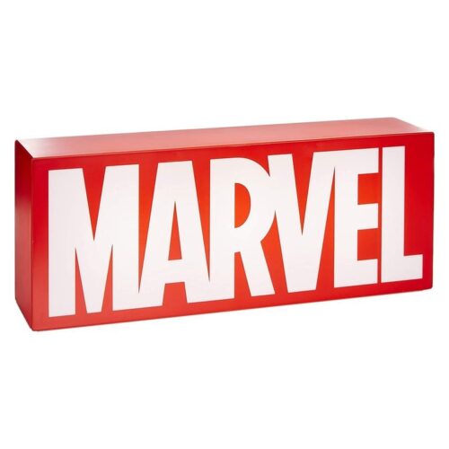 Lámpara de Marvel con logo rojo y blanco 3D de sobremesa con 30 cm