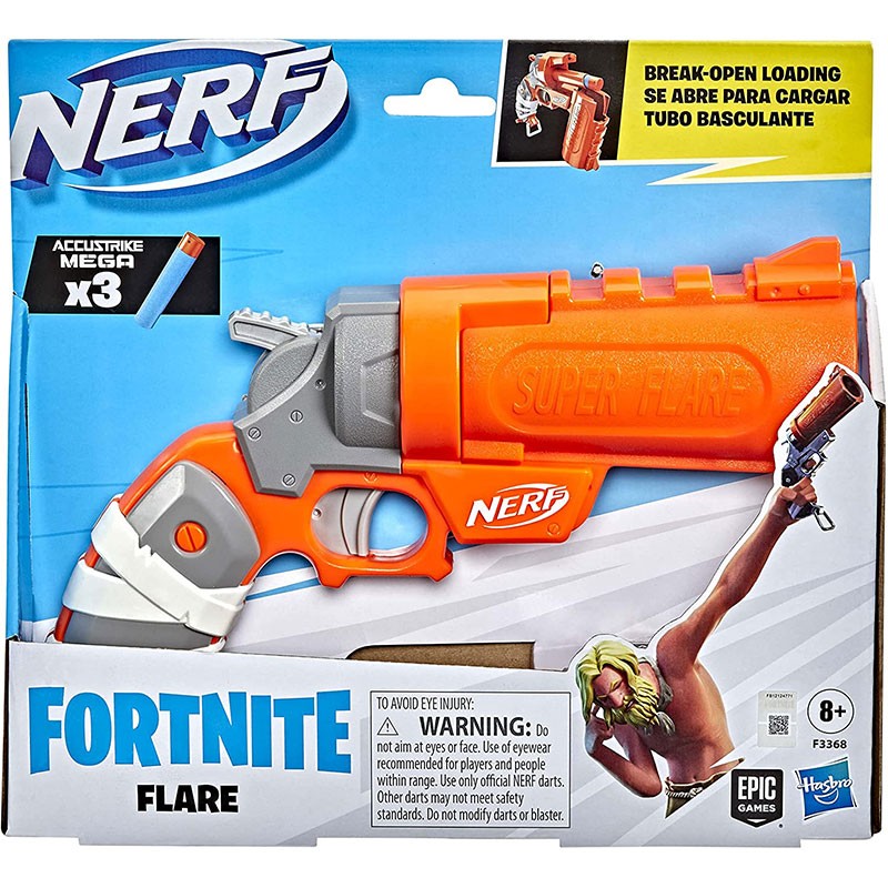 Lanzador Flare Fortnite en color naranja con 3 dardos accustrike mega