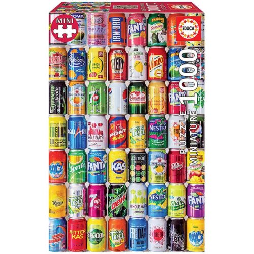 Puzzle 1000 piezas en miniatura latas de bebidas de Educa 19035