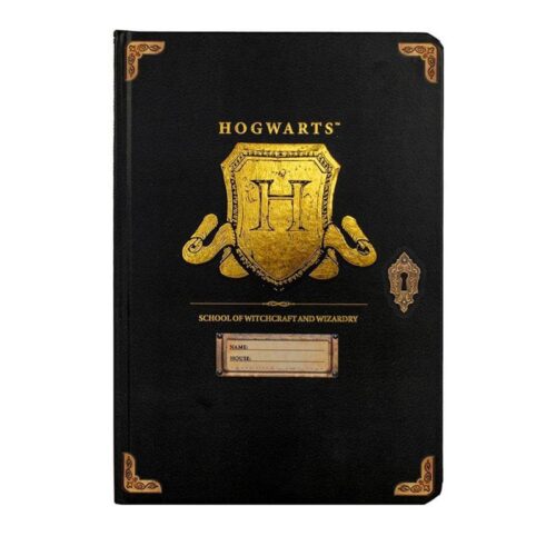 Libreta A5 Harry Potter Hogwarts tapa dura con detalles color dorado