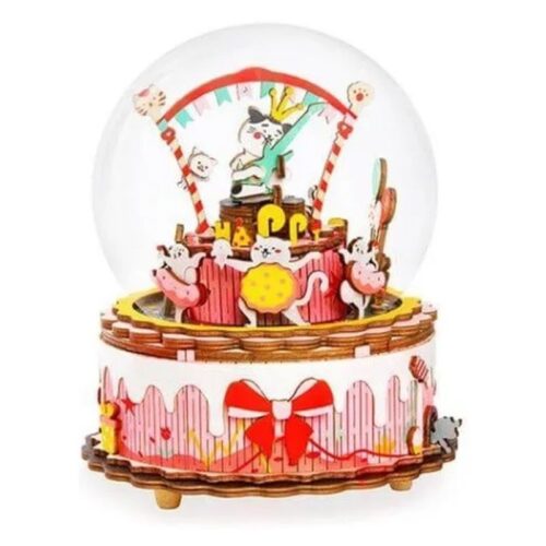 Maqueta Rolife caja de música de cumpleaños en 3D con banda de gatos