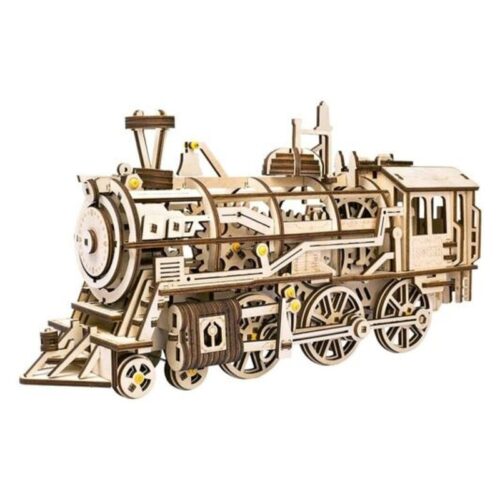 Robotime maqueta de madera modelo tren de mercancías vintage en 3D