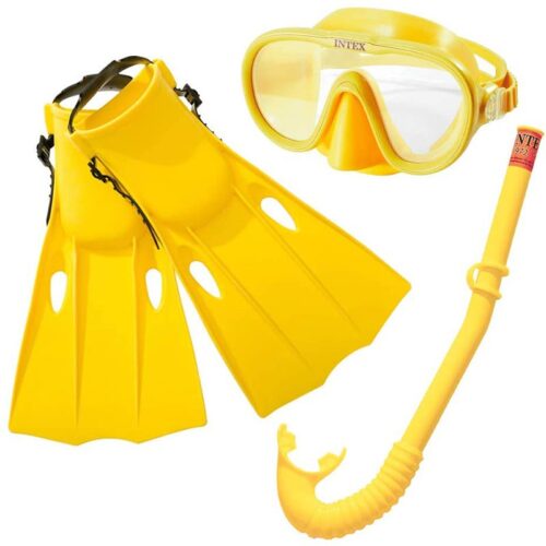 Set Buceo Mascara, Tubo y Aletas Amarillas Intex 55655