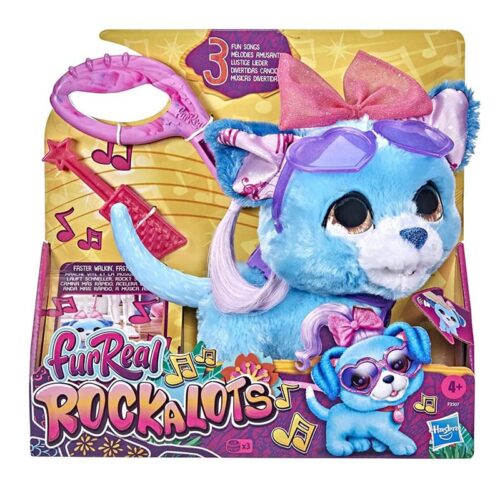 FurReal mascota Rockalots interactiva perrita azul con correa de paseo