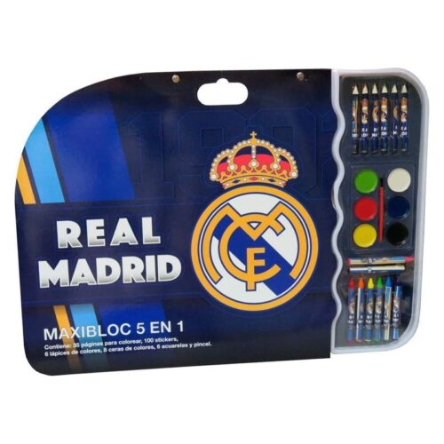 Maxibloc 5en1 del Real Madrid CF con pinturas lápices y pegatinas