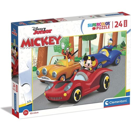 Puzzle infantil Maxi 24 piezas de Mickey y amigos conduciendo coches