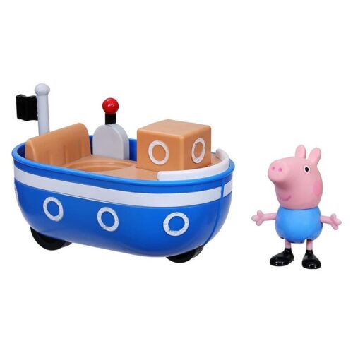 Peppa Pig set figura del pequeño George con mini bote azul con ruedas