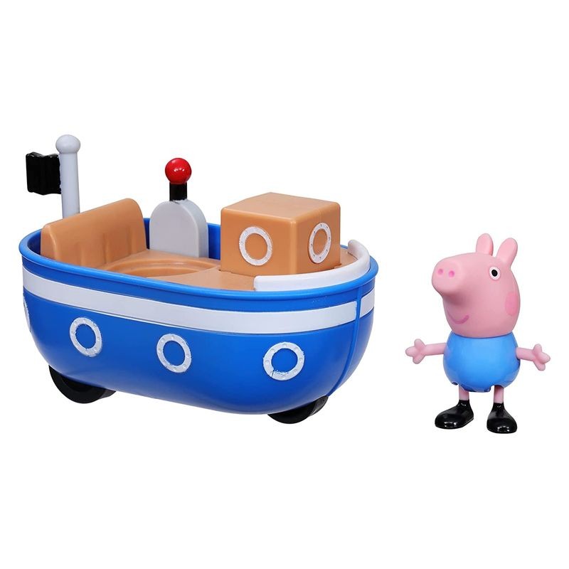 Peppa Pig set figura del pequeño George con mini bote azul con ruedas