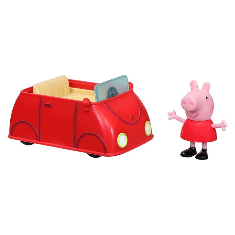 Peppa Pig set figura de Peppa con mini coche pequeño rojo con ruedas