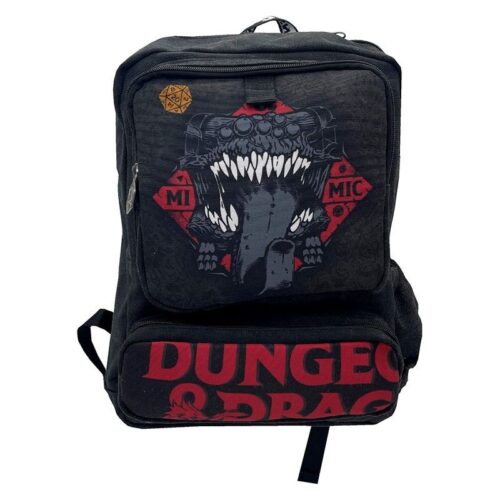 Mochila de Dragones y Mazmorras negra con espaldera acolchada de 42 cm