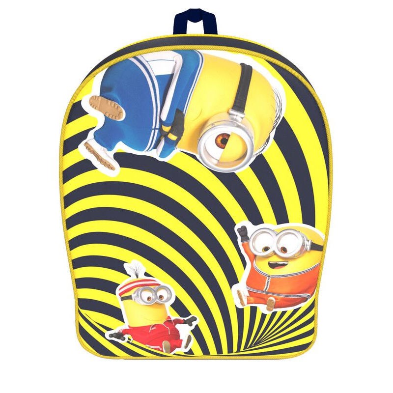 Mochila de Minions de 30 cm con personajes posando negra y amarilla