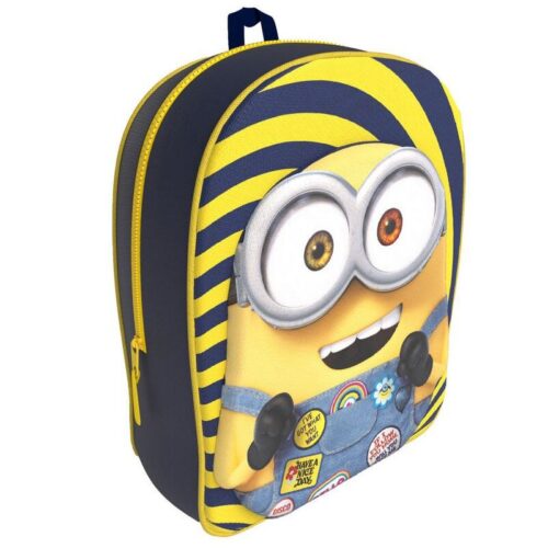 Mochila de Minions con personaje de Bob en 3D de 30cm negra y amarilla
