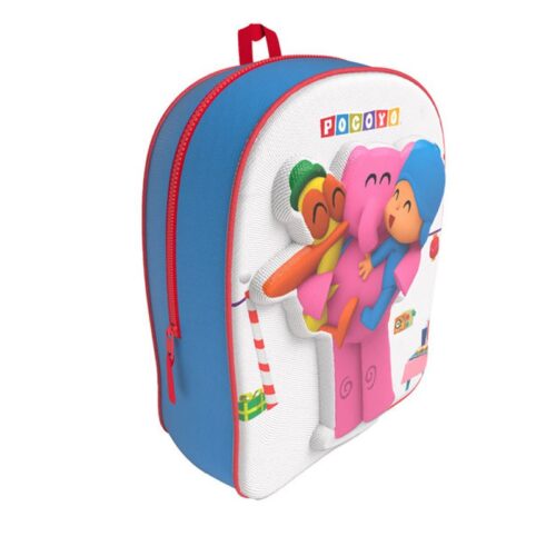 Mochila de Pocoyó de 30 cm con personajes y en relieve de color blanco