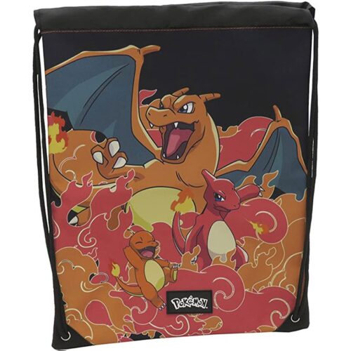 Mochila de saco de Charmander y sus evoluciones con bolsillo y cierre