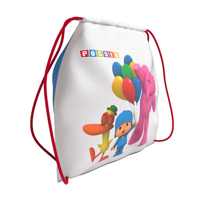 Mochila de saco de Pocoyó de 22 cm con de personajes de color blanco