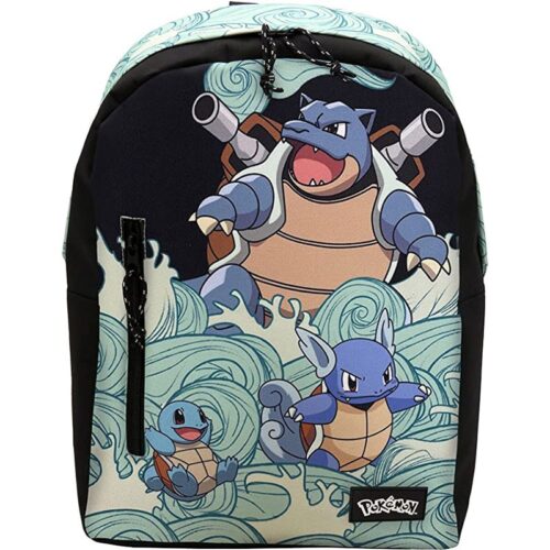 Mochila de 41 cm con Pokémon tipo agua 2 bolsillos y doble cremallera