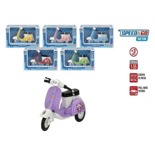 Moto Vespa de Metal Multicolor Speed&Go Modelos Surtidos Escala 1:55