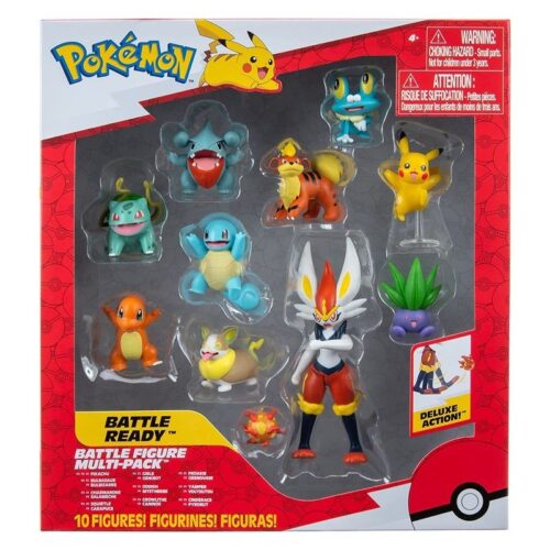 Multipack con 10 figuras de batalla Pokémon con cinderace e iniciales