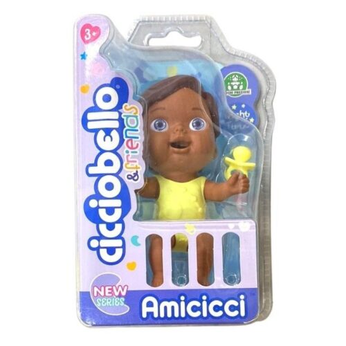 Muñeca Amiccici Ciccibello y amigos morena con accesorios amarillos