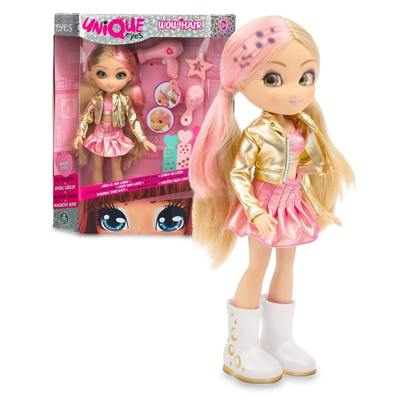 Muñeca Amy Unique Eyes modelo Wow Hair con secador mágico