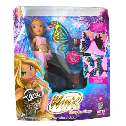 Muñeca Flora Winx Club con alas multicolor y complementos incluidos