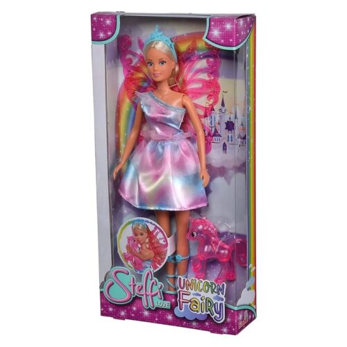 Muñeca de Hada de Steffi con alas y vestido de purpurina y unicorno