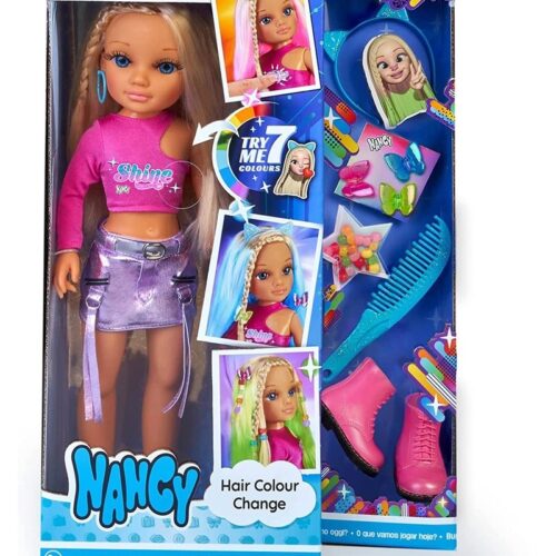 Muñeca Nancy desafio pelo multicolor con complementos para peinarla