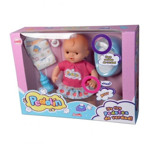 Muñeca Pedolín niña con urinal que se tira pedetes con sonidos