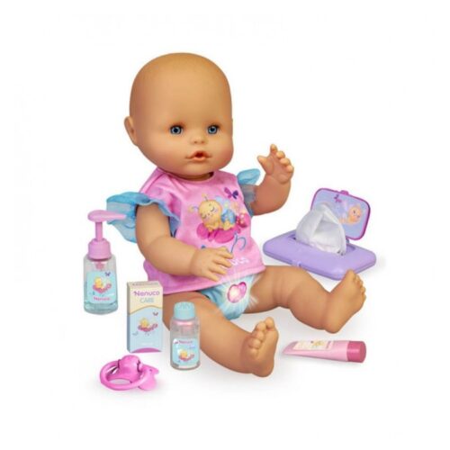 Muñeco Nenuco modelo pañal mágico con accesorios de cuidado infantil