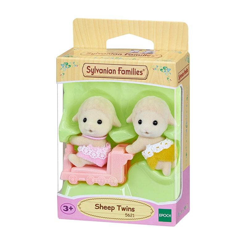Ovejas gemelas con vagón de tren de juguete de Sylvanian Families 5621