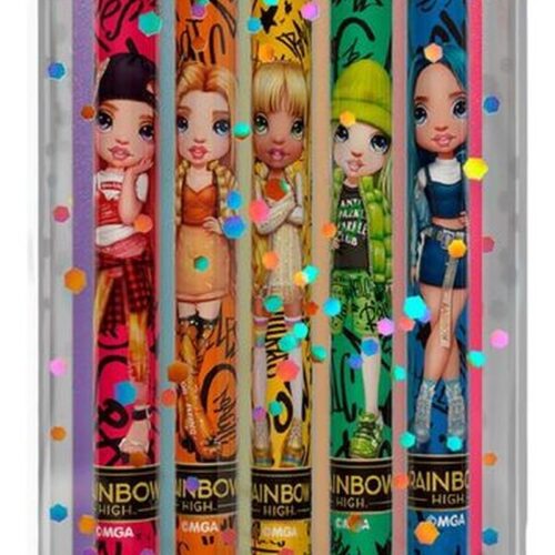 Pack de 5 bolígrafos de gel purpurina con aromas de Rainbow High
