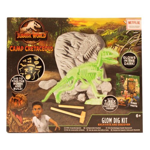 Pack para excavar y descubrir huesos fluorescentes de Jurassic World
