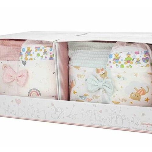 Pack Neceser de 5 pañales de varios colores rosa y verde